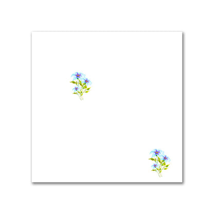 Cotton Sateen Fabric with Hand-painted Small Blue Watercolor Floral Pattern Print, FACS-1376