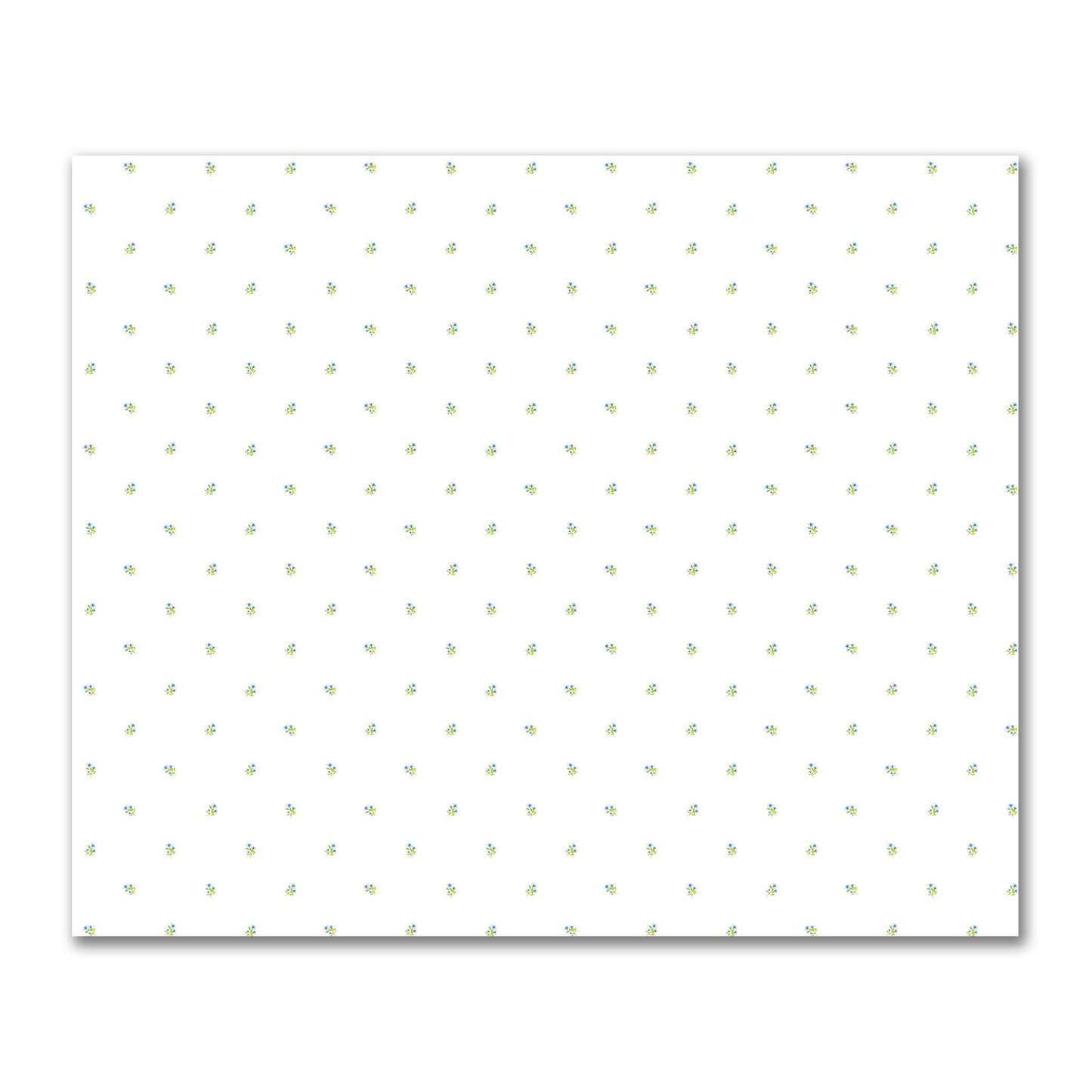 Cotton Sateen Fabric with Hand-painted Small Blue Watercolor Floral Pattern Print, FACS-1376