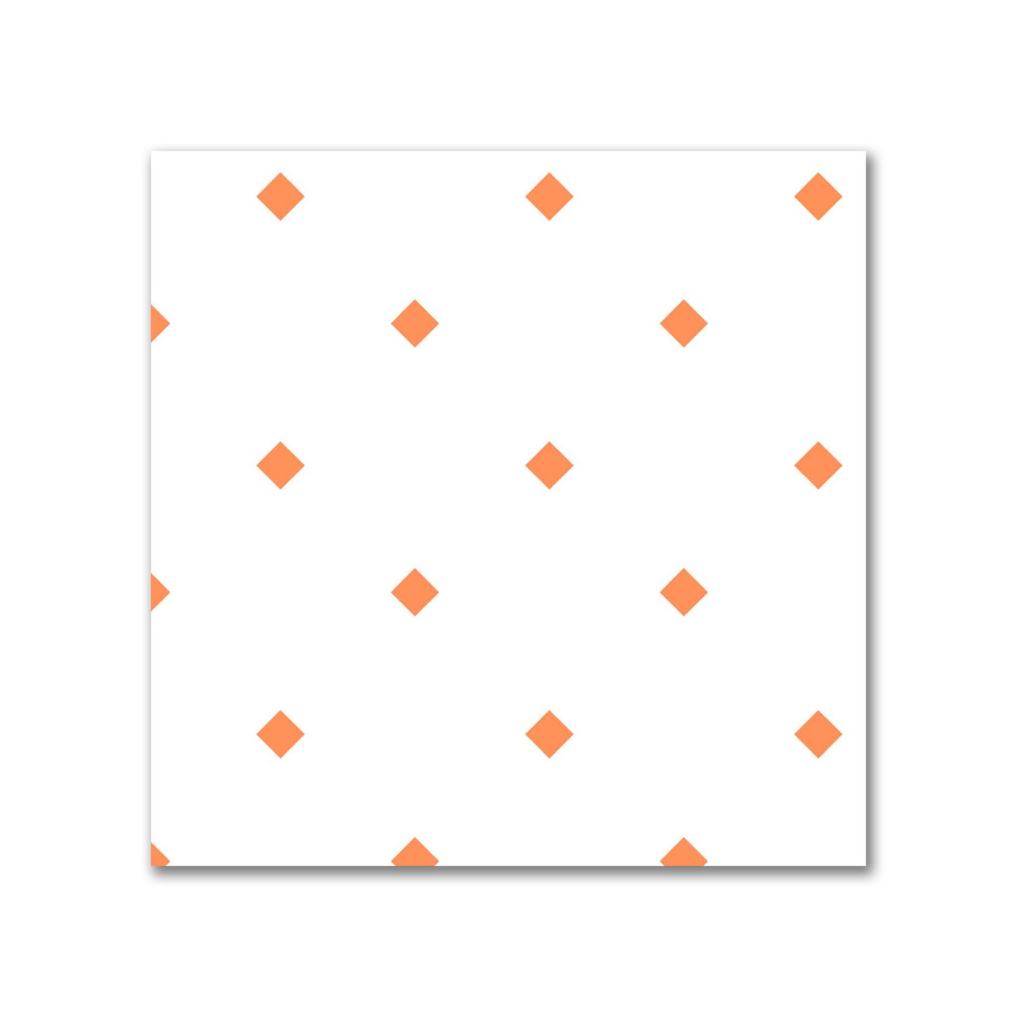 Off-White Cotton Sateen Fabric with Orange Diamonds, FACS-1380-101