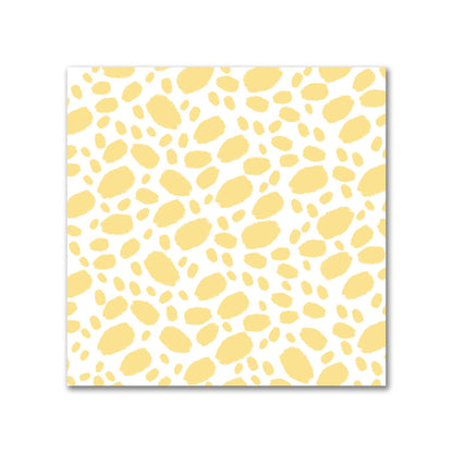 Off-White Cotton Sateen Fabric with Yellow Hand-painted Dab Motif Print | FACS-1381-092