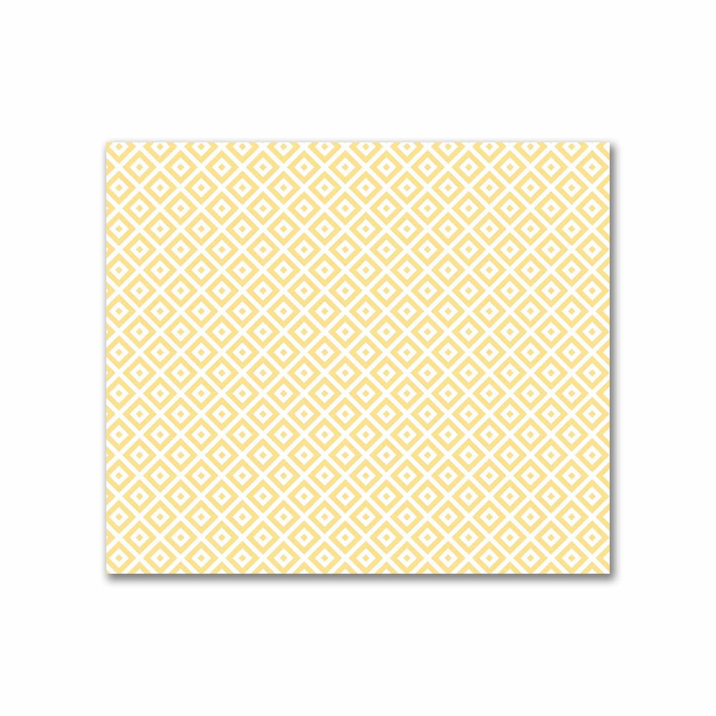 Off-White Cotton Sateen Fabric with Yellow Repeating Square Motif Print | FACS-1381-122
