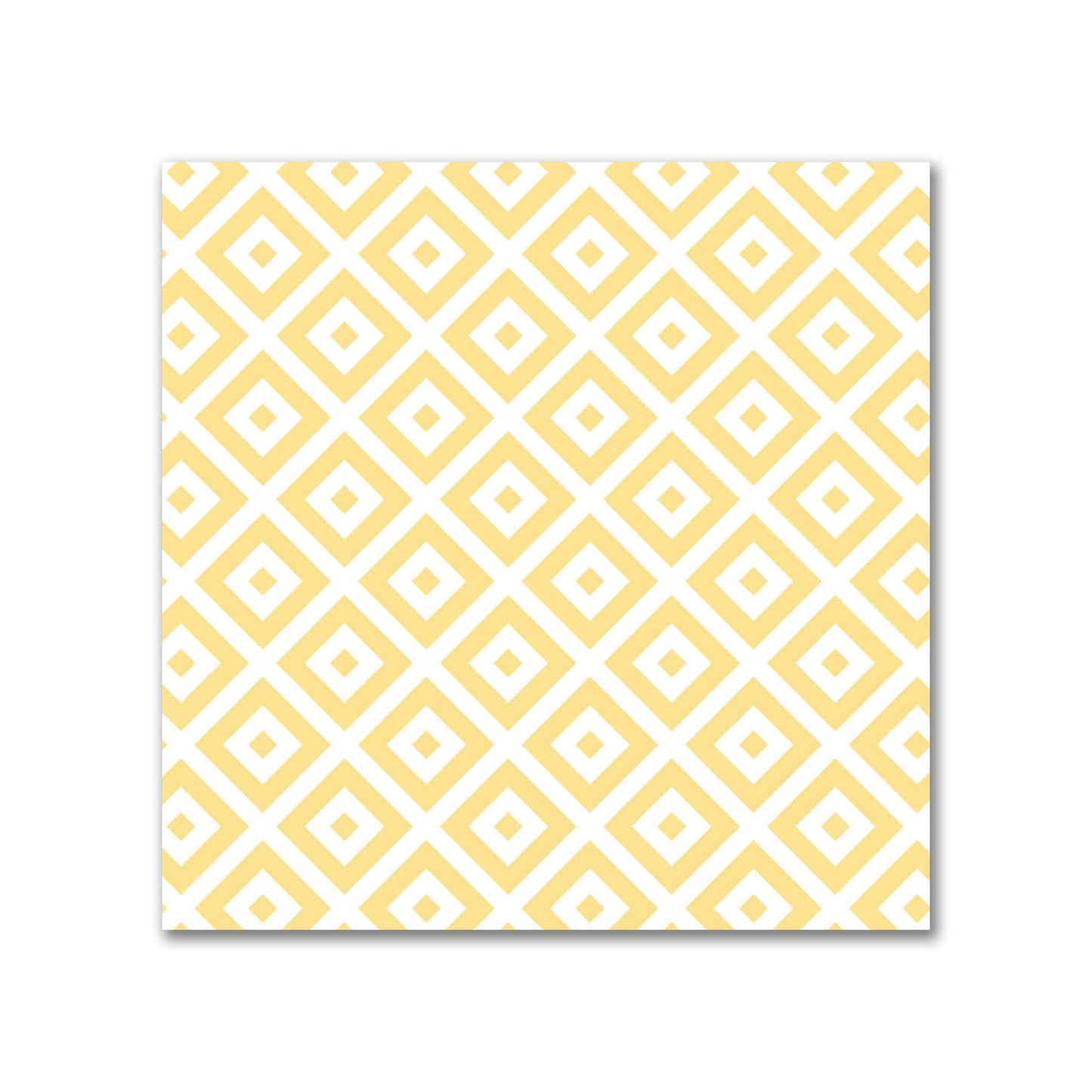 Off-White Cotton Sateen Fabric with Yellow Repeating Square Motif Print | FACS-1381-122