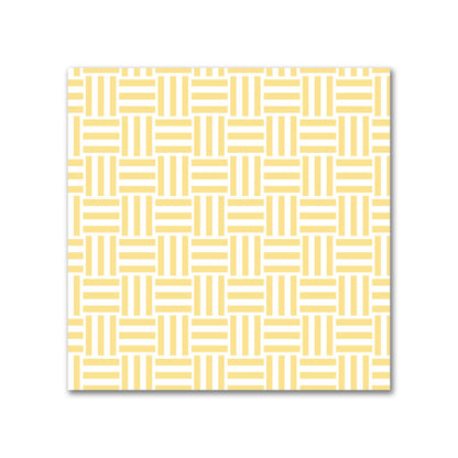Off-White Cotton Sateen Fabric with Yellow Single Weave Motif Print | FACS-1381-142