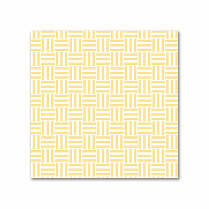 Off-White Cotton Sateen Fabric with Yellow Double Weave Motif Print | FACS-1381-144