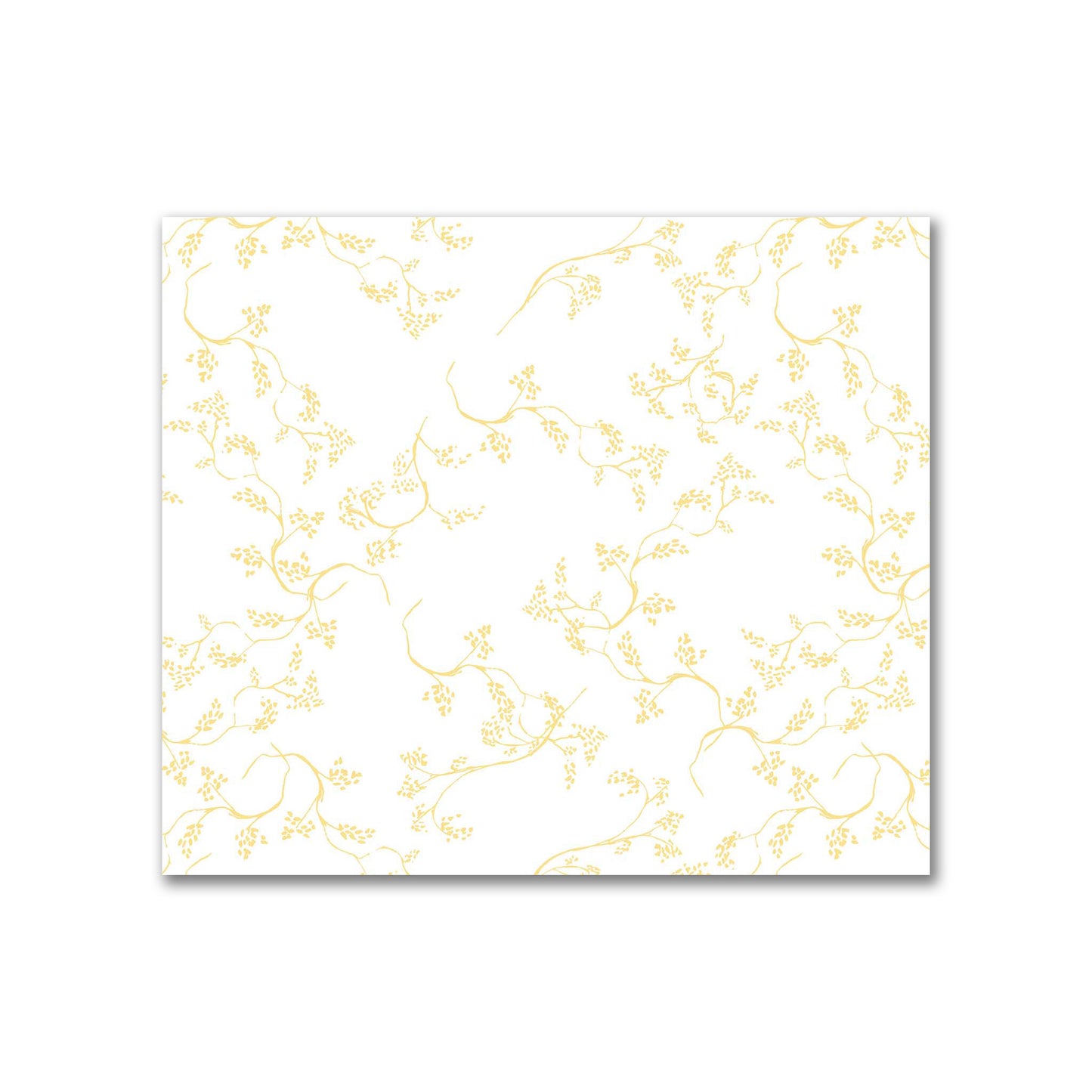 Off-White Cotton Sateen Fabric with Yellow Hand-painted Vine Print | FACS-1381-181