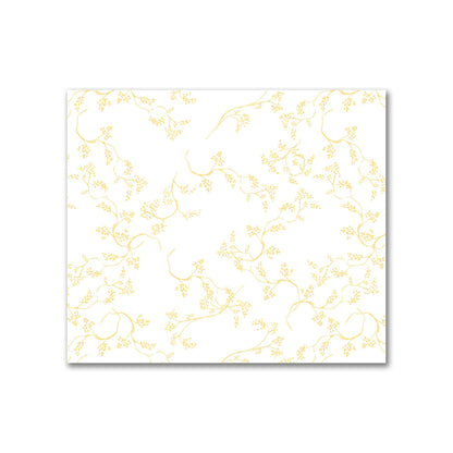 Off-White Cotton Sateen Fabric with Yellow Hand-painted Vine Print | FACS-1381-181