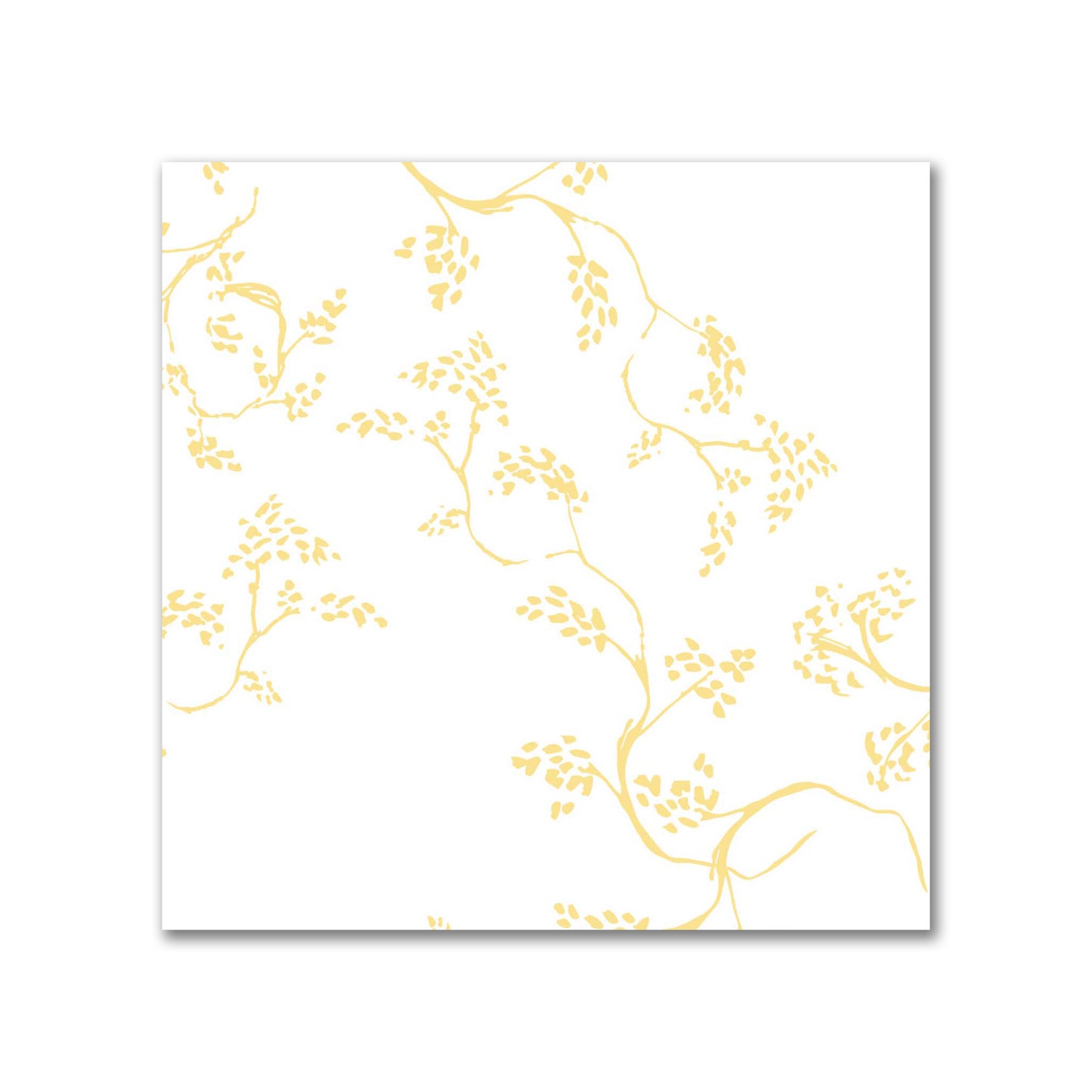 Off-White Cotton Sateen Fabric with Yellow Hand-painted Vine Print | FACS-1381-181