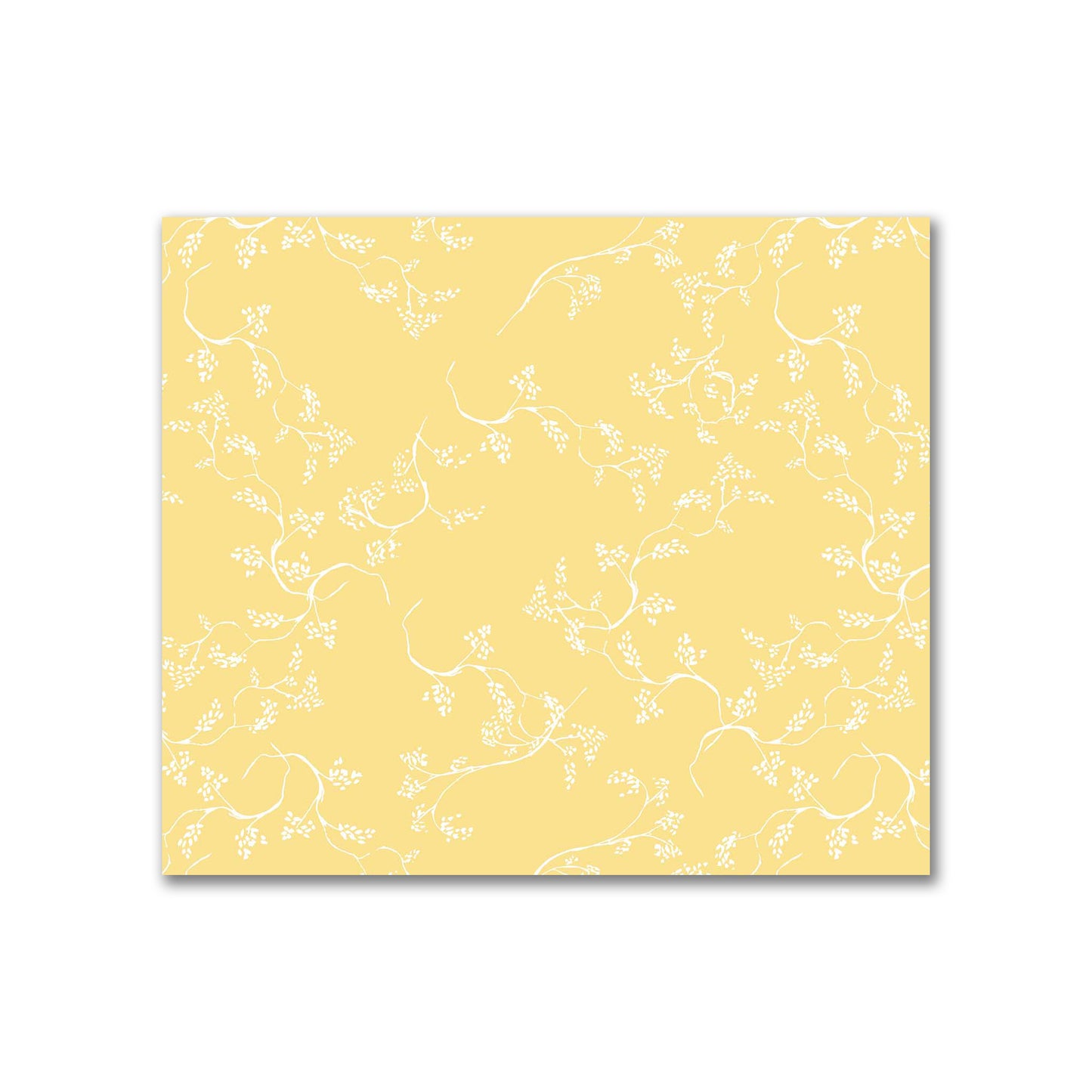 Yellow Cotton Sateen Fabric with Off-White Vine Print  | FACS-1381-182