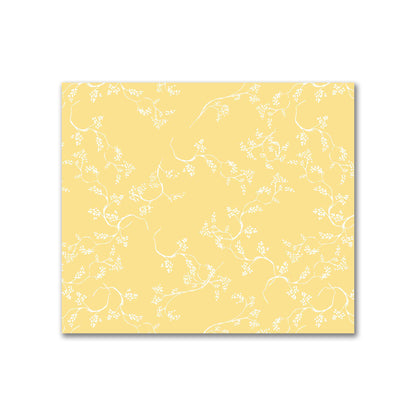 Yellow Cotton Sateen Fabric with Off-White Vine Print  | FACS-1381-182