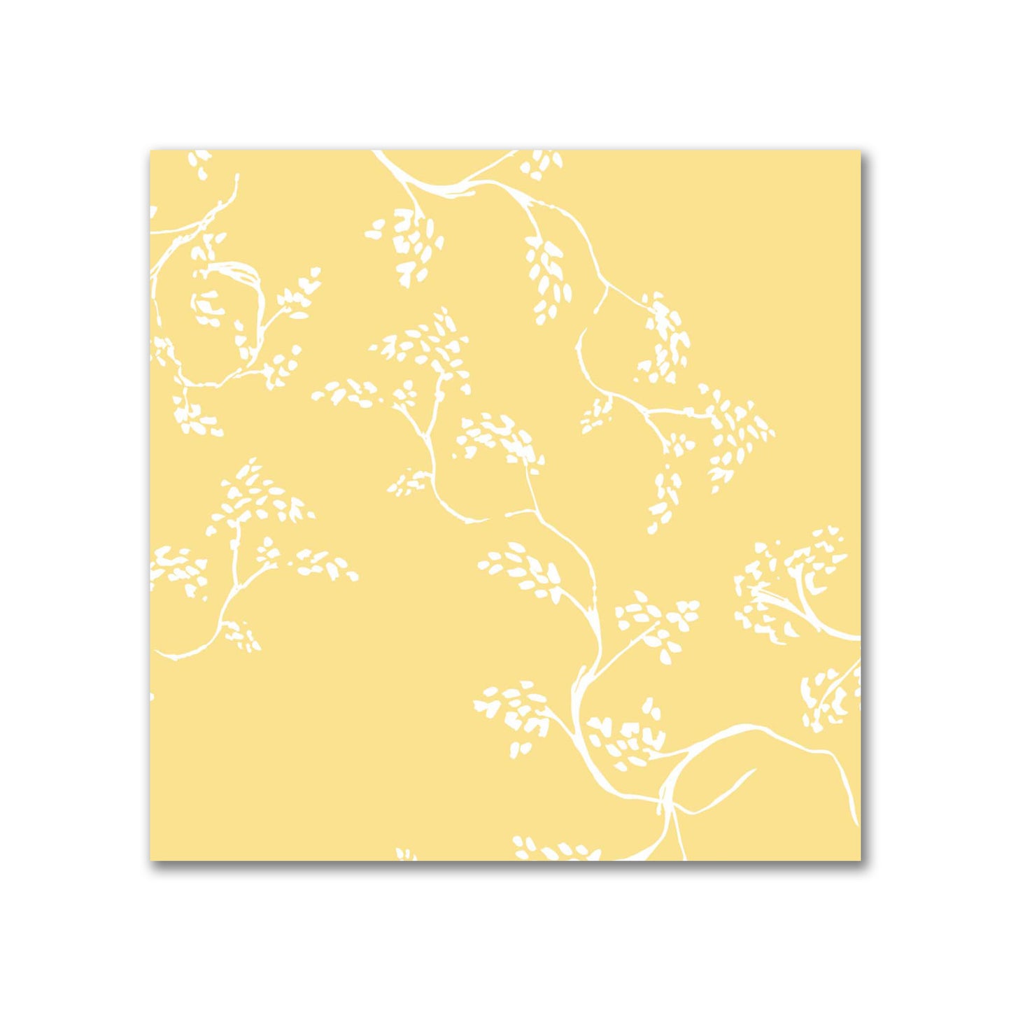 Yellow Cotton Sateen Fabric with Off-White Vine Print  | FACS-1381-182