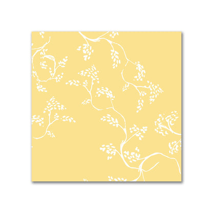 Yellow Cotton Sateen Fabric with Off-White Vine Print  | FACS-1381-182