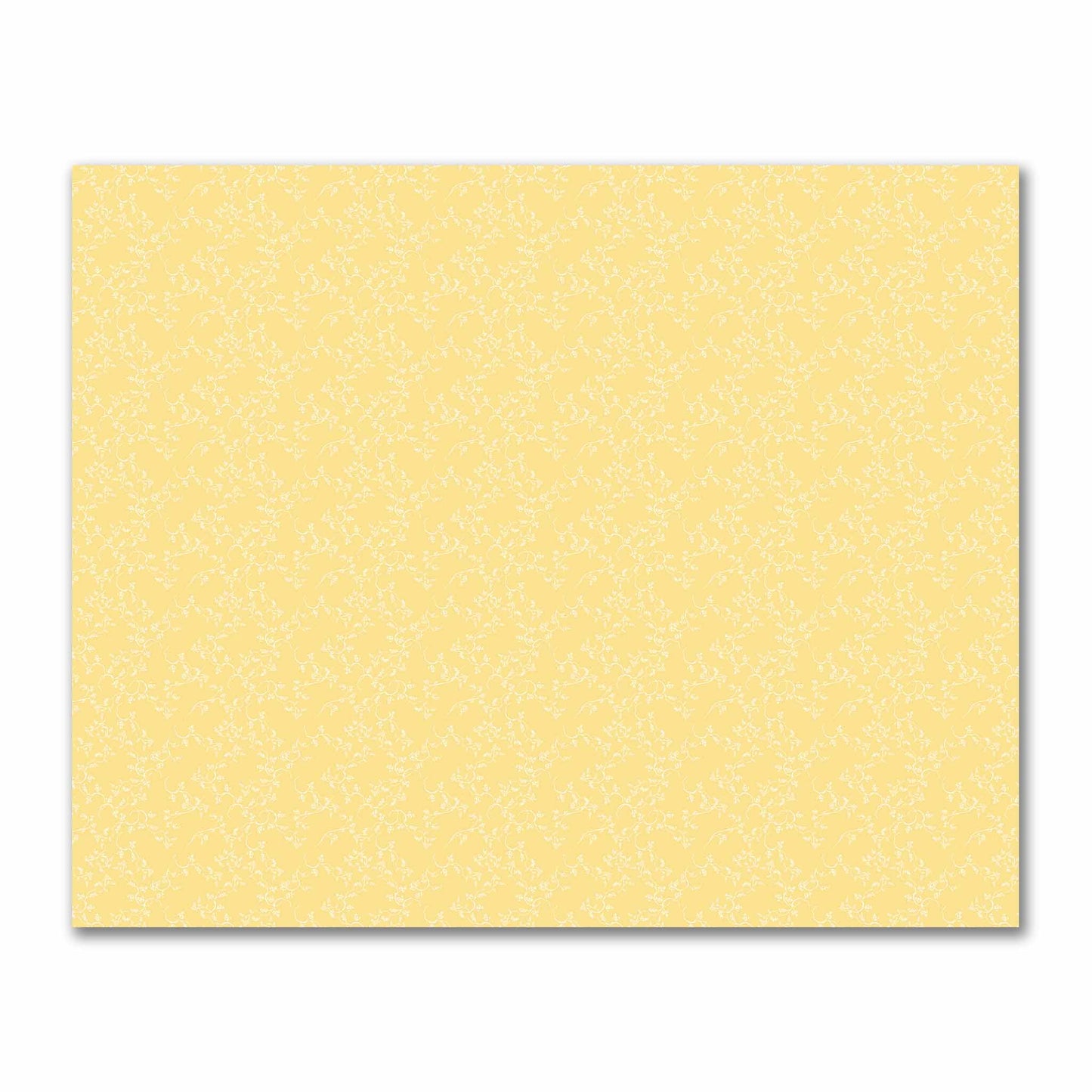 Yellow Cotton Sateen Fabric with Off-White Vine Print  | FACS-1381-182