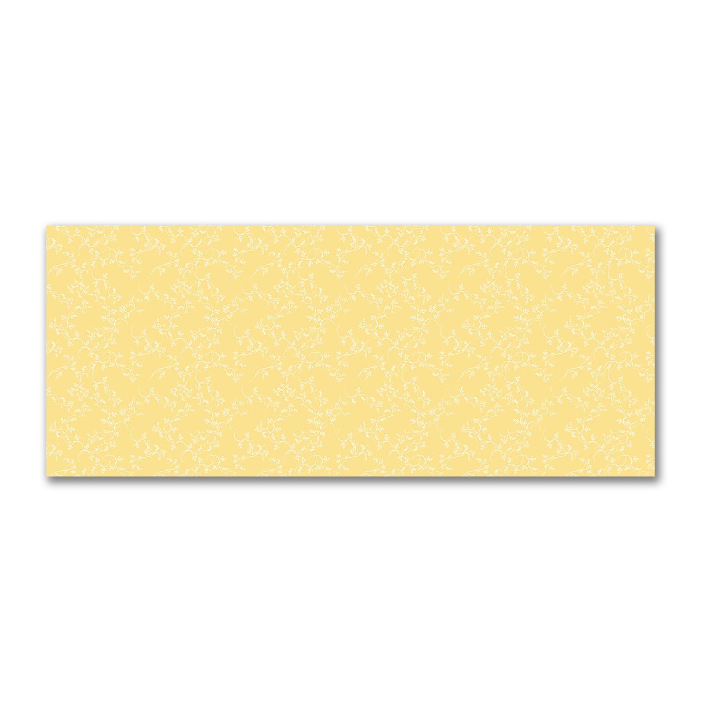 Yellow Cotton Sateen Fabric with Off-White Vine Print  | FACS-1381-182