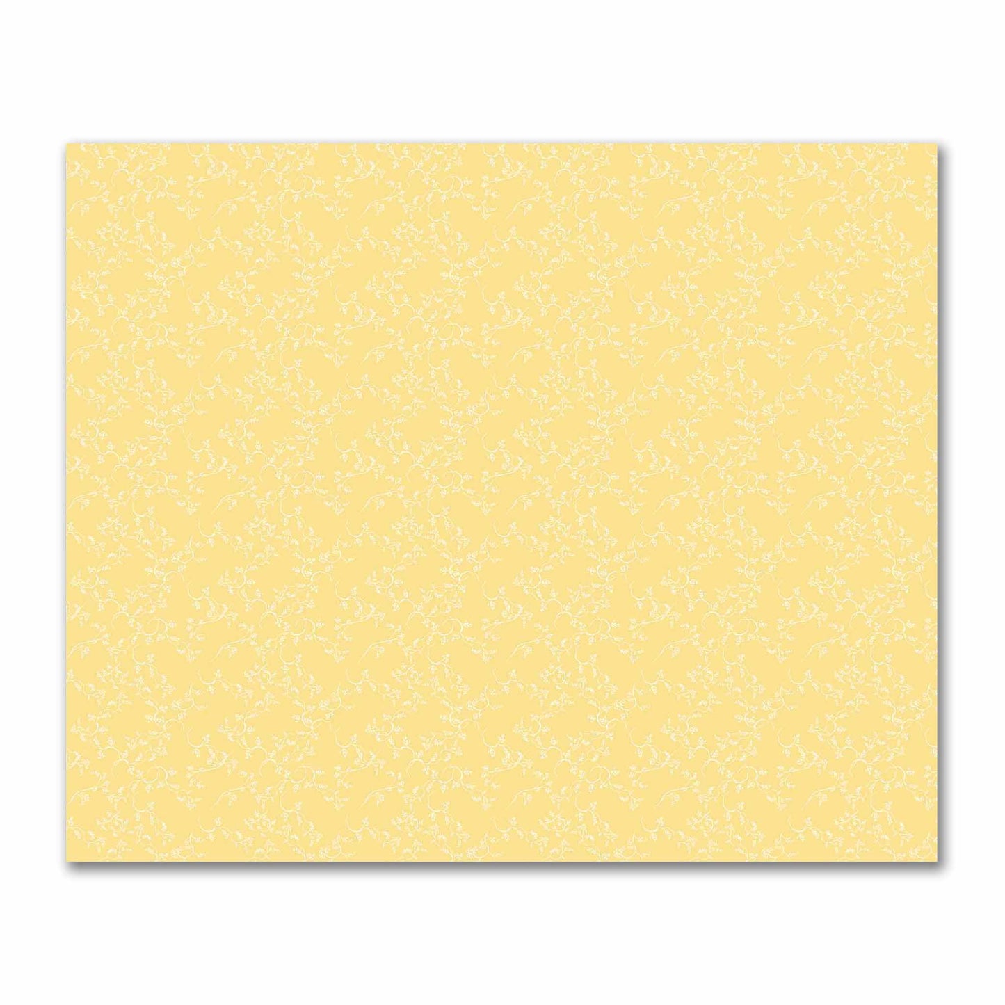 Yellow Cotton Sateen Fabric with Off-White Vine Print  | FACS-1381-182