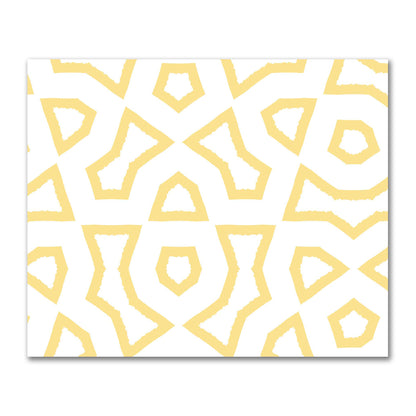 Off-White Cotton Sateen Fabric with Bold Yellow Graphic  | FACS-1381-391