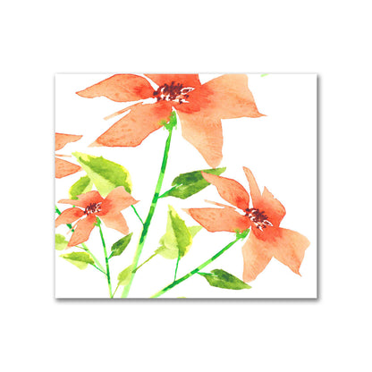 Cotton Sateen Fabric with Hand-painted Red Watercolor Floral Print, FACS-1384