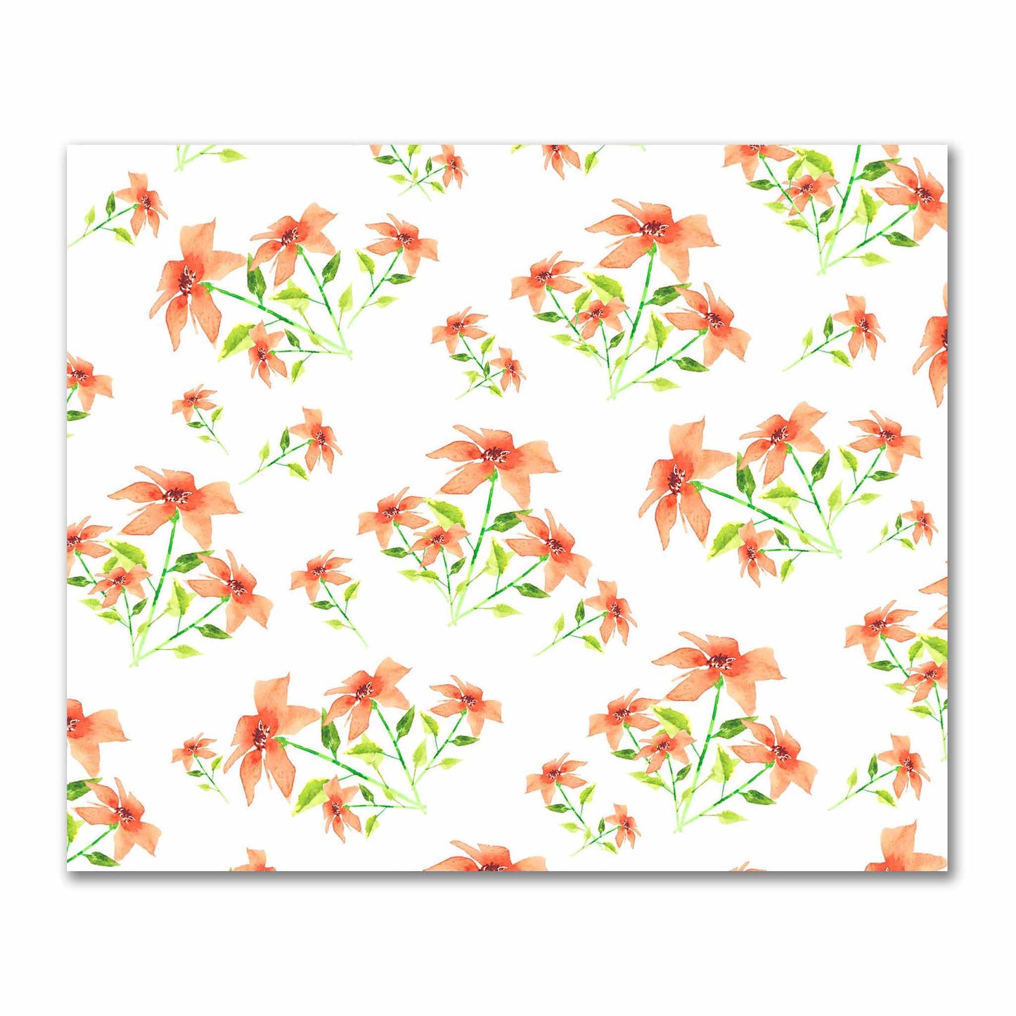 Cotton Sateen Fabric with Hand-painted Red Watercolor Floral Print, FACS-1384