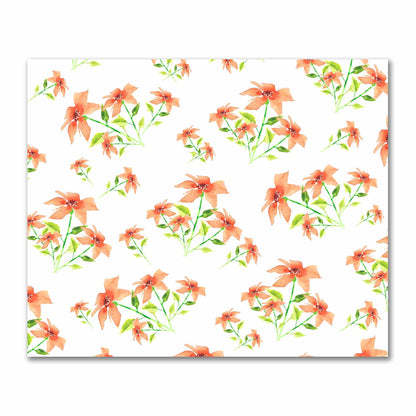 Cotton Sateen Fabric with Hand-painted Red Watercolor Floral Print, FACS-1384