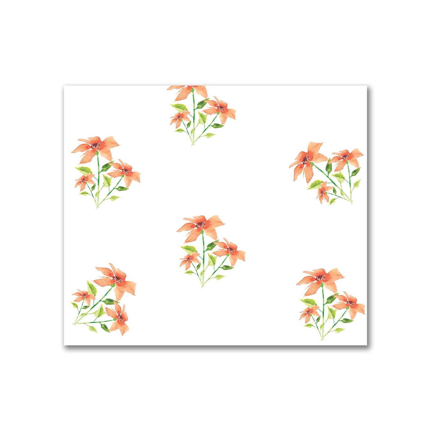 Cotton Sateen Fabric with Hand-painted Red Watercolor Floral Pattern Print, FACS-1385
