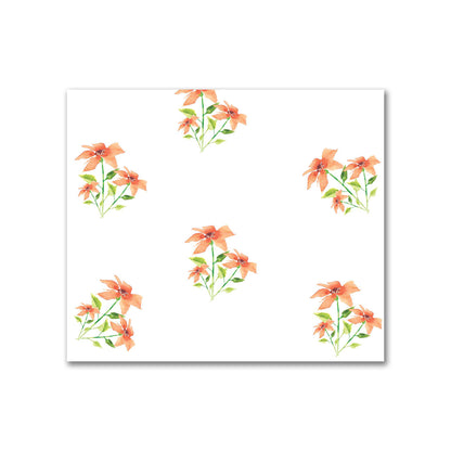 Cotton Sateen Fabric with Hand-painted Red Watercolor Floral Pattern Print, FACS-1385