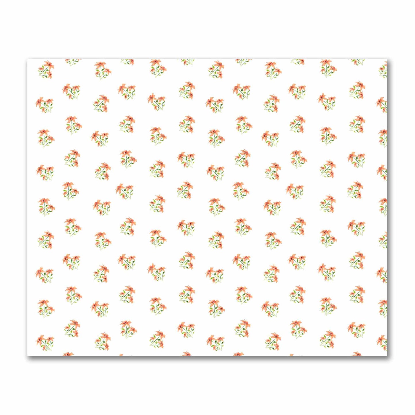 Cotton Sateen Fabric with Hand-painted Red Watercolor Floral Pattern Print, FACS-1385