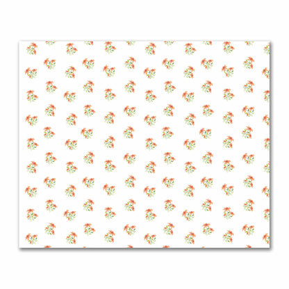 Cotton Sateen Fabric with Hand-painted Red Watercolor Floral Pattern Print, FACS-1385
