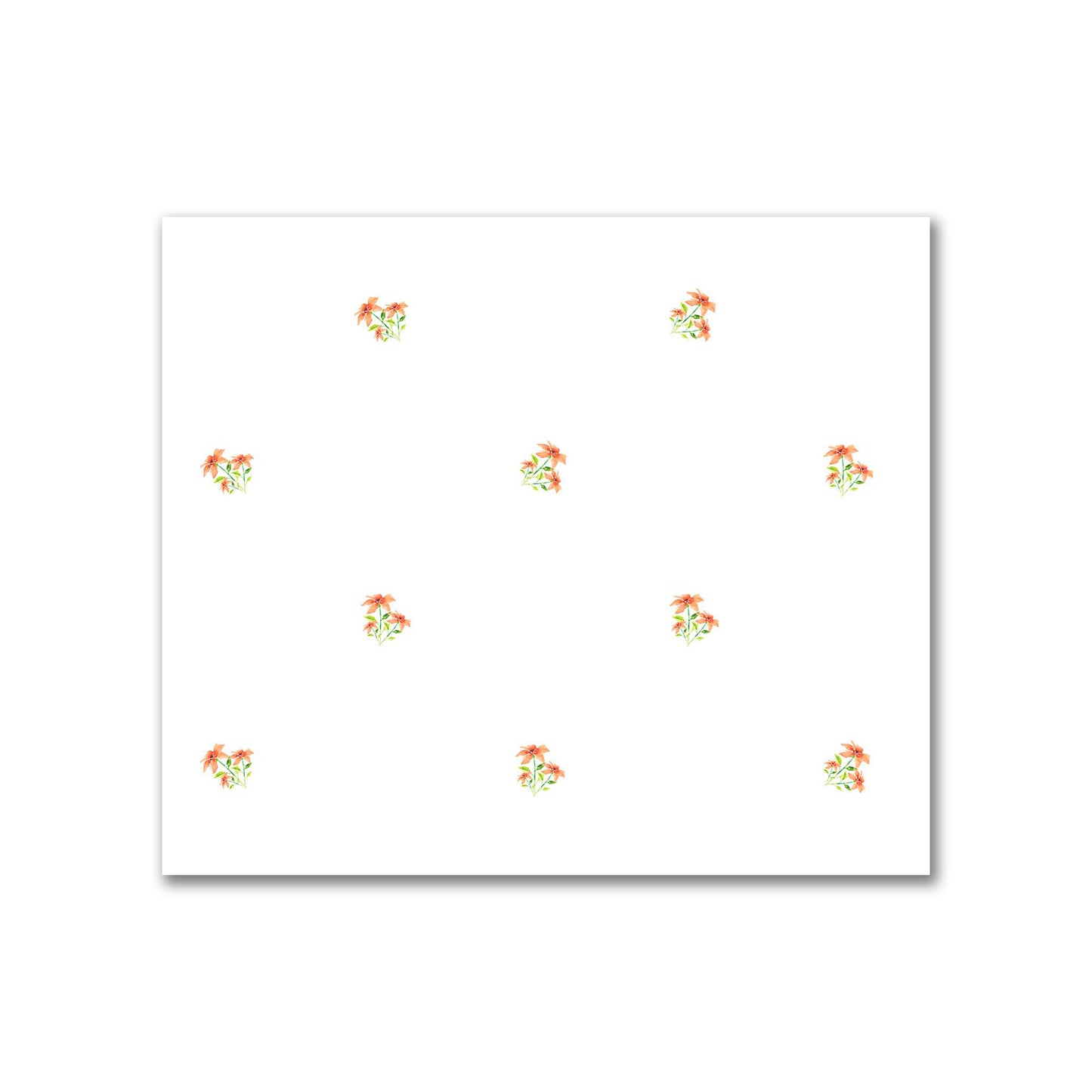 Cotton Sateen Fabric with Hand-painted Small Red Watercolor Floral Pattern Print, FACS-1386