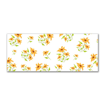 Cotton Sateen Fabric with Hand-painted Yellow-Orange Watercolor Floral Print, FACS-1394