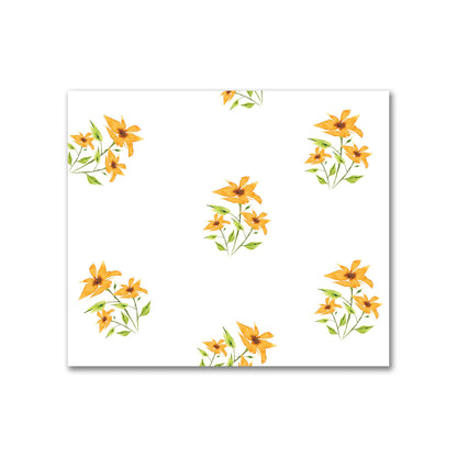 Cotton Sateen Fabric with Hand-painted Yellow-Orange Watercolor Floral Pattern Print, FACS-1395