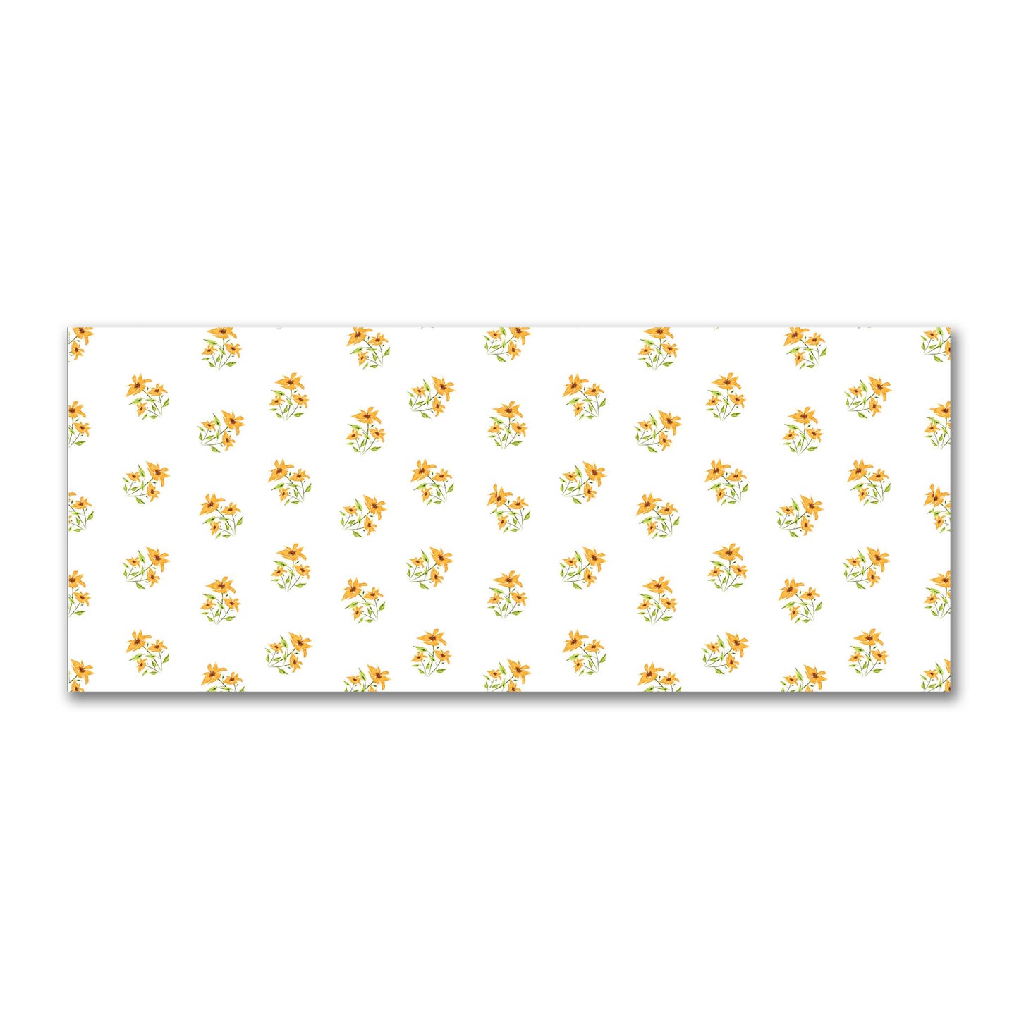 Cotton Sateen Fabric with Hand-painted Yellow-Orange Watercolor Floral Pattern Print, FACS-1395