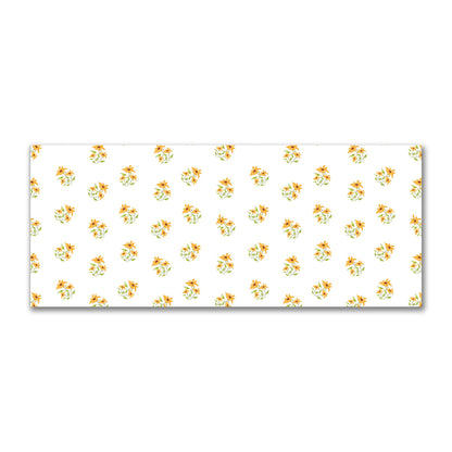 Cotton Sateen Fabric with Hand-painted Yellow-Orange Watercolor Floral Pattern Print, FACS-1395
