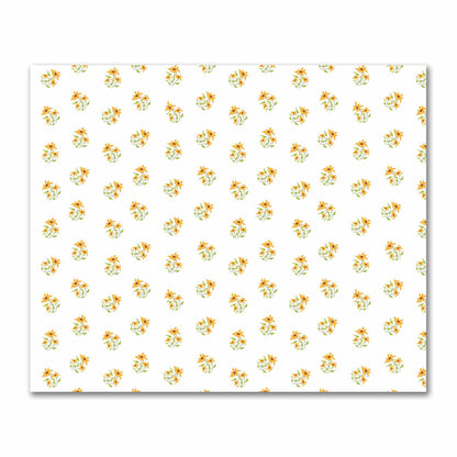 Cotton Sateen Fabric with Hand-painted Yellow-Orange Watercolor Floral Pattern Print, FACS-1395