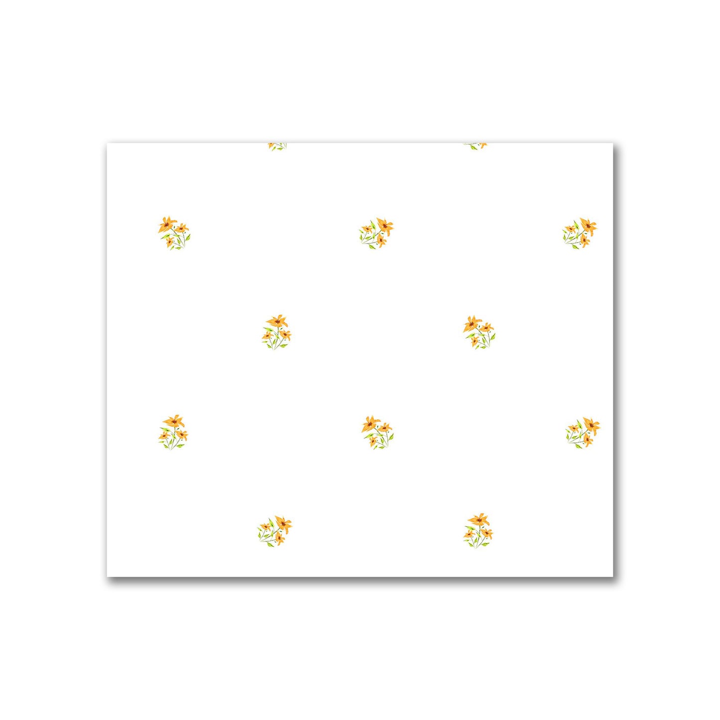 Cotton Sateen Fabric with Hand-painted Small Yellow-Orange Watercolor Floral Pattern Print, FACS-1396