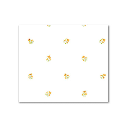 Cotton Sateen Fabric with Hand-painted Small Yellow-Orange Watercolor Floral Pattern Print, FACS-1396