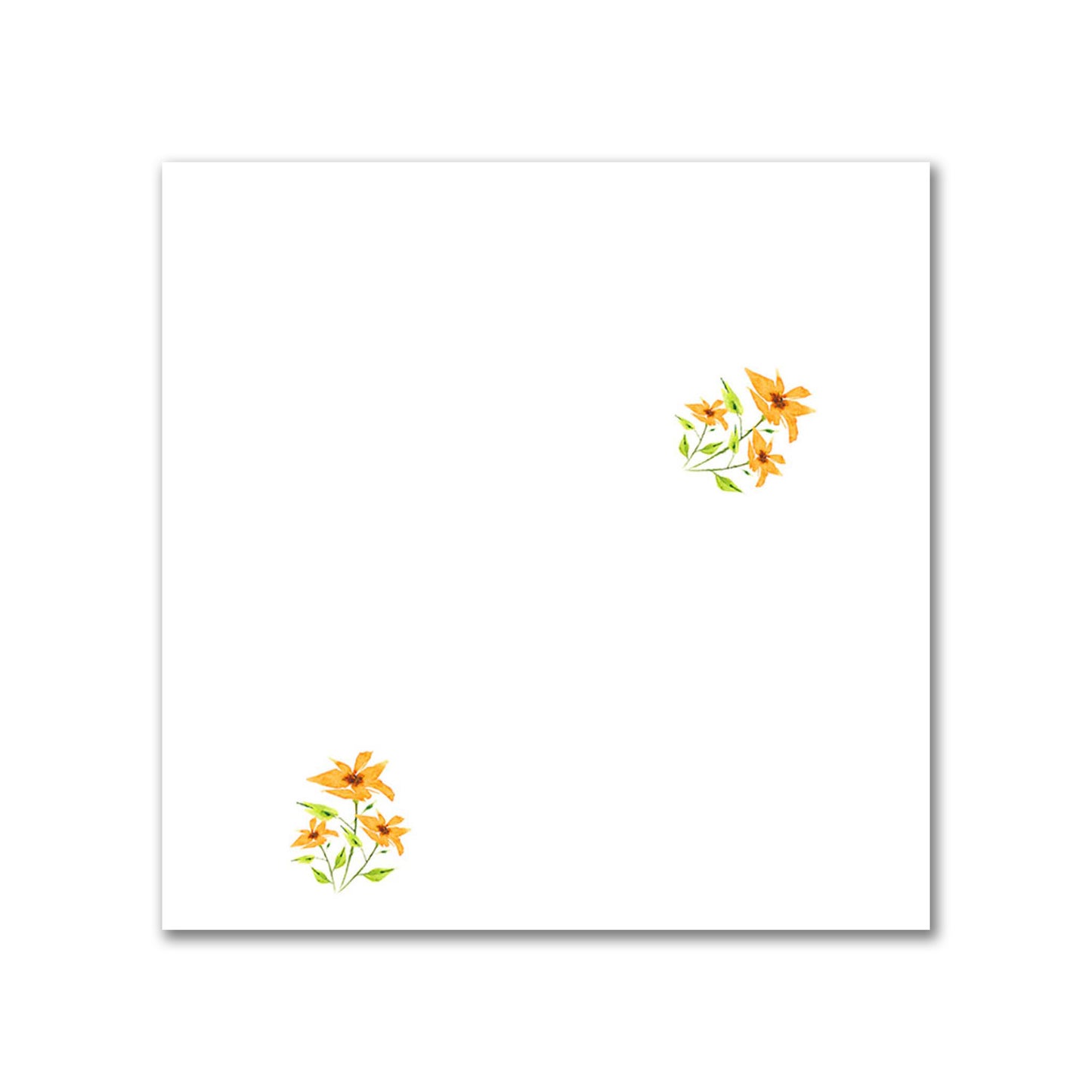 Cotton Sateen Fabric with Hand-painted Small Yellow-Orange Watercolor Floral Pattern Print, FACS-1396