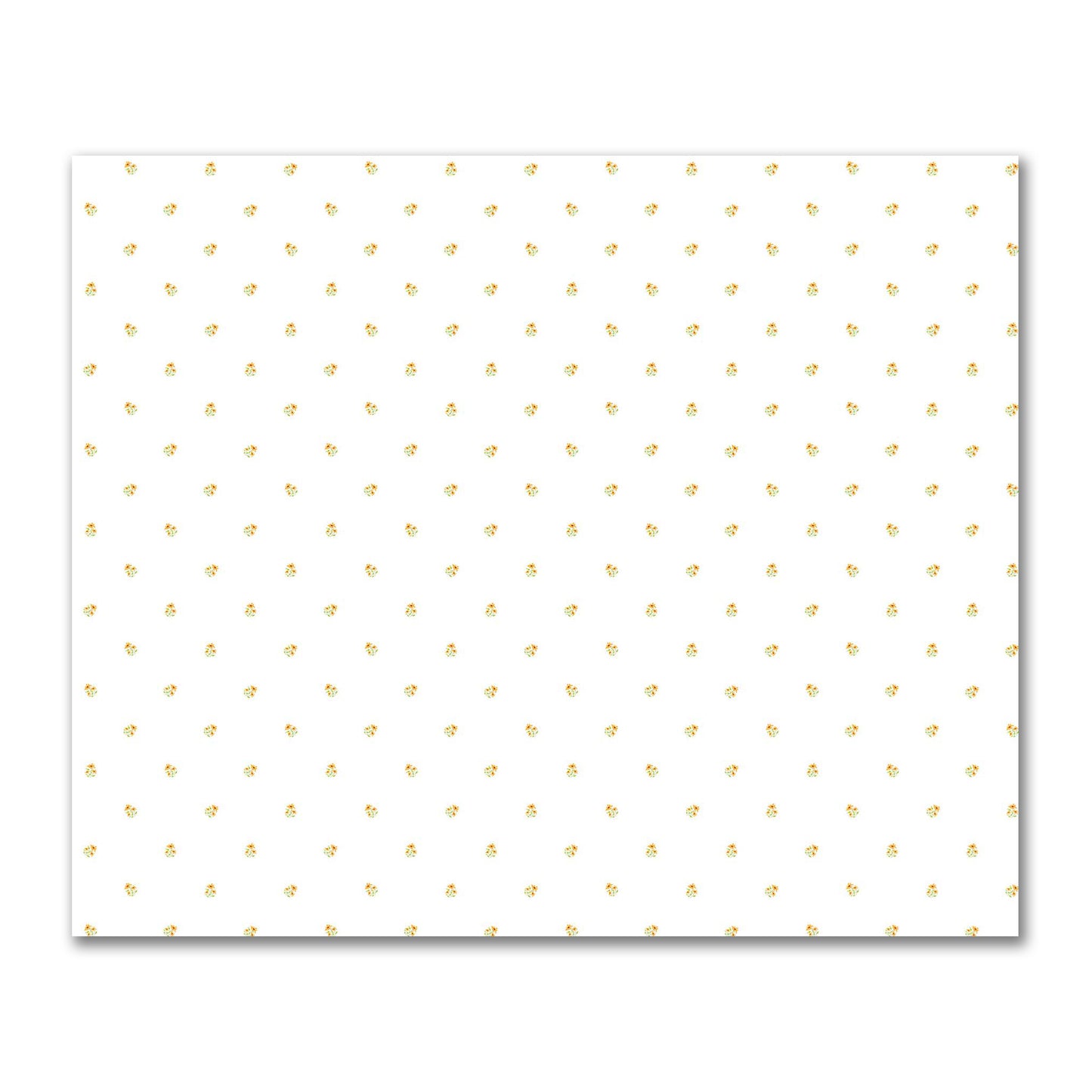 Cotton Sateen Fabric with Hand-painted Small Yellow-Orange Watercolor Floral Pattern Print, FACS-1396