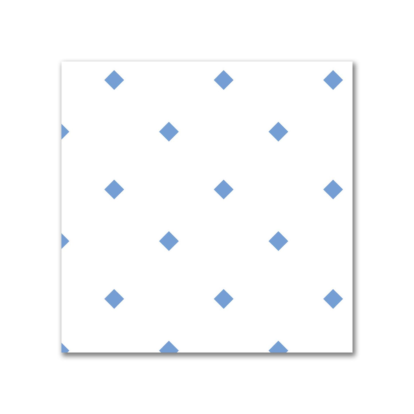 Off-White Cotton Sateen Fabric with Blue Diamonds, FACS-1400-101