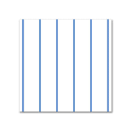 Off-White Cotton Sateen Fabric with Fine Blue Stripes, FACS-1400-151