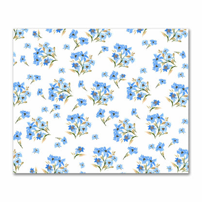 Cotton Sateen Fabric with Hand-painted Blue Watercolor Floral Print, FACS-1404