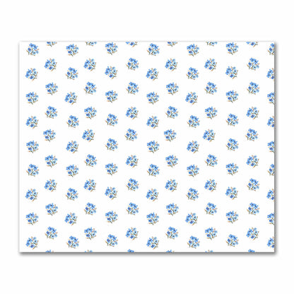 Cotton Sateen Fabric with Hand-painted Blue Watercolor Floral Pattern Print, FACS-1405