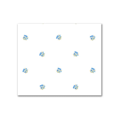 Cotton Sateen Fabric with Hand-painted Small Blue Watercolor Floral Pattern Print, FACS-1406