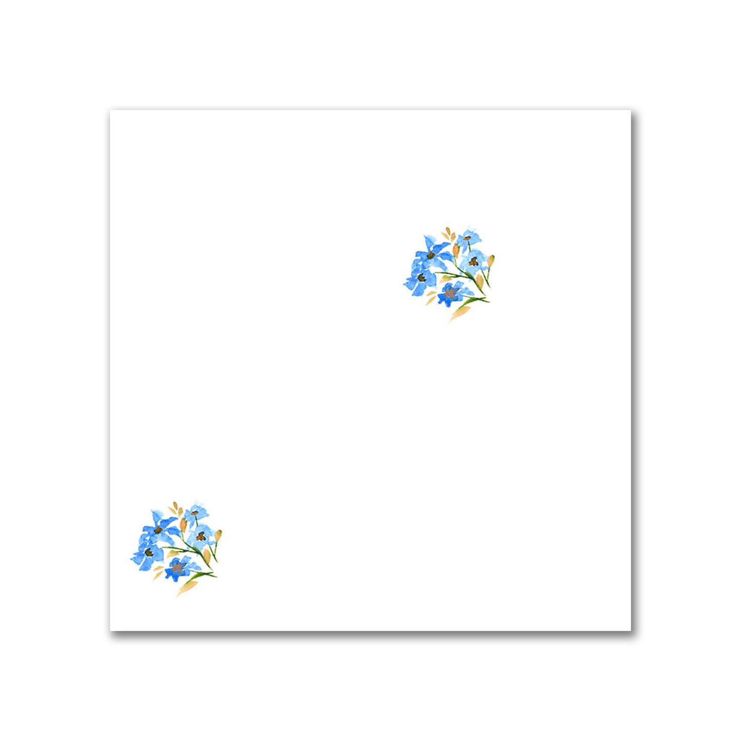 Cotton Sateen Fabric with Hand-painted Small Blue Watercolor Floral Pattern Print, FACS-1406