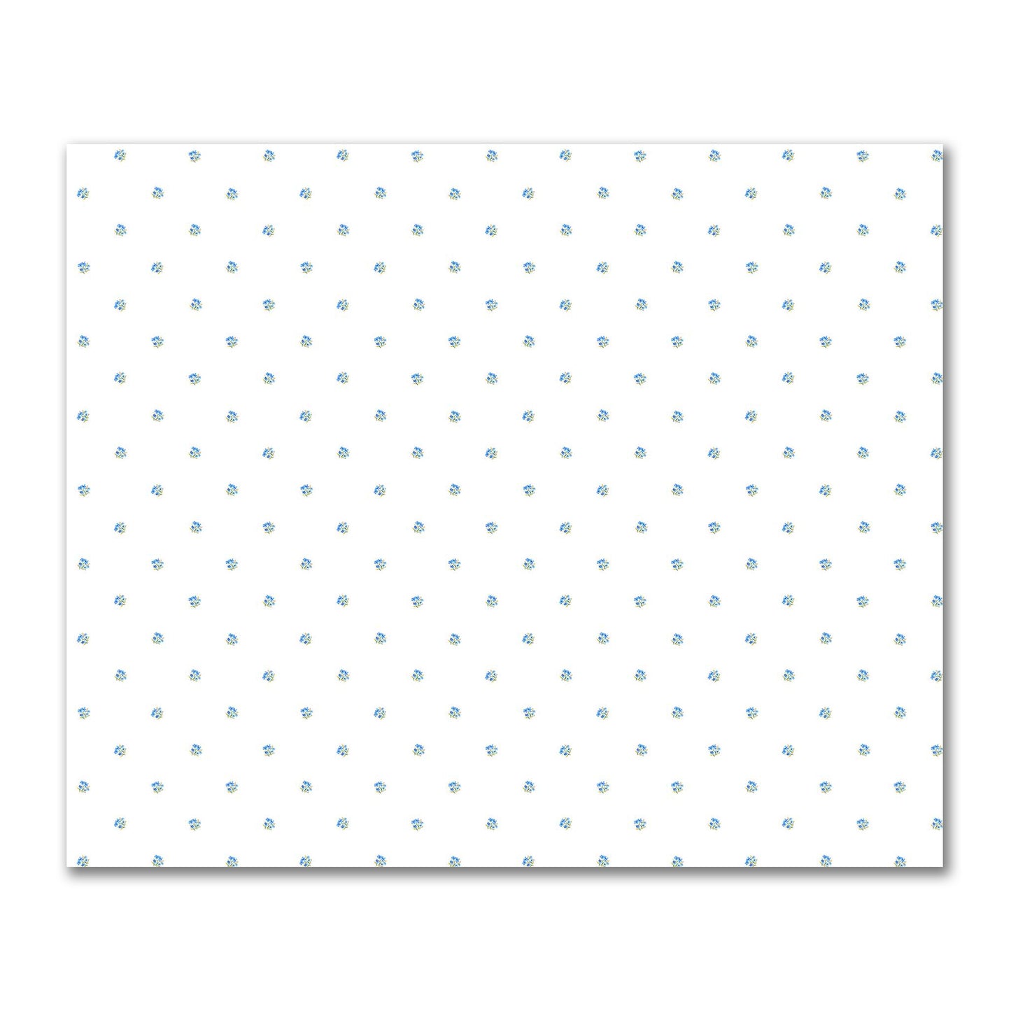 Cotton Sateen Fabric with Hand-painted Small Blue Watercolor Floral Pattern Print, FACS-1406