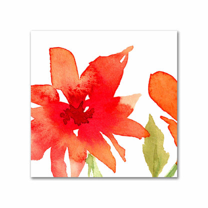 Cotton Sateen Fabric with Hand-painted Red Watercolor Floral Print, FACS-1414