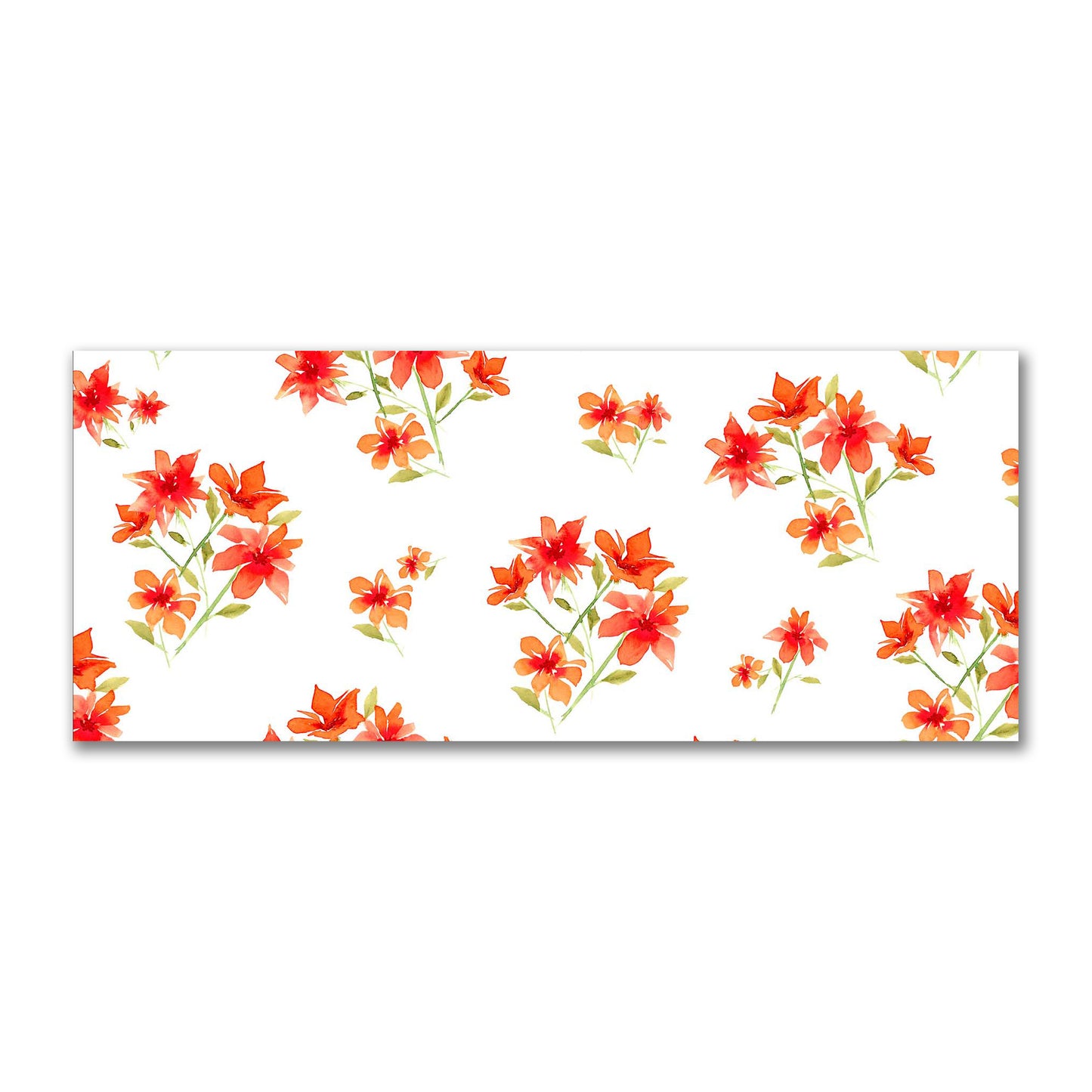 Cotton Sateen Fabric with Hand-painted Red Watercolor Floral Print, FACS-1414
