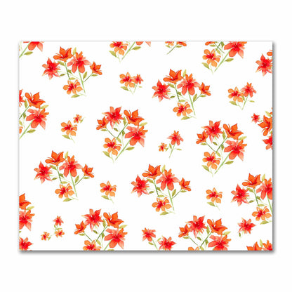 Cotton Sateen Fabric with Hand-painted Red Watercolor Floral Print, FACS-1414