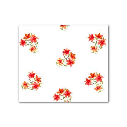 Cotton Sateen Fabric with Hand-painted Red Watercolor Floral Pattern Print, FACS-1415