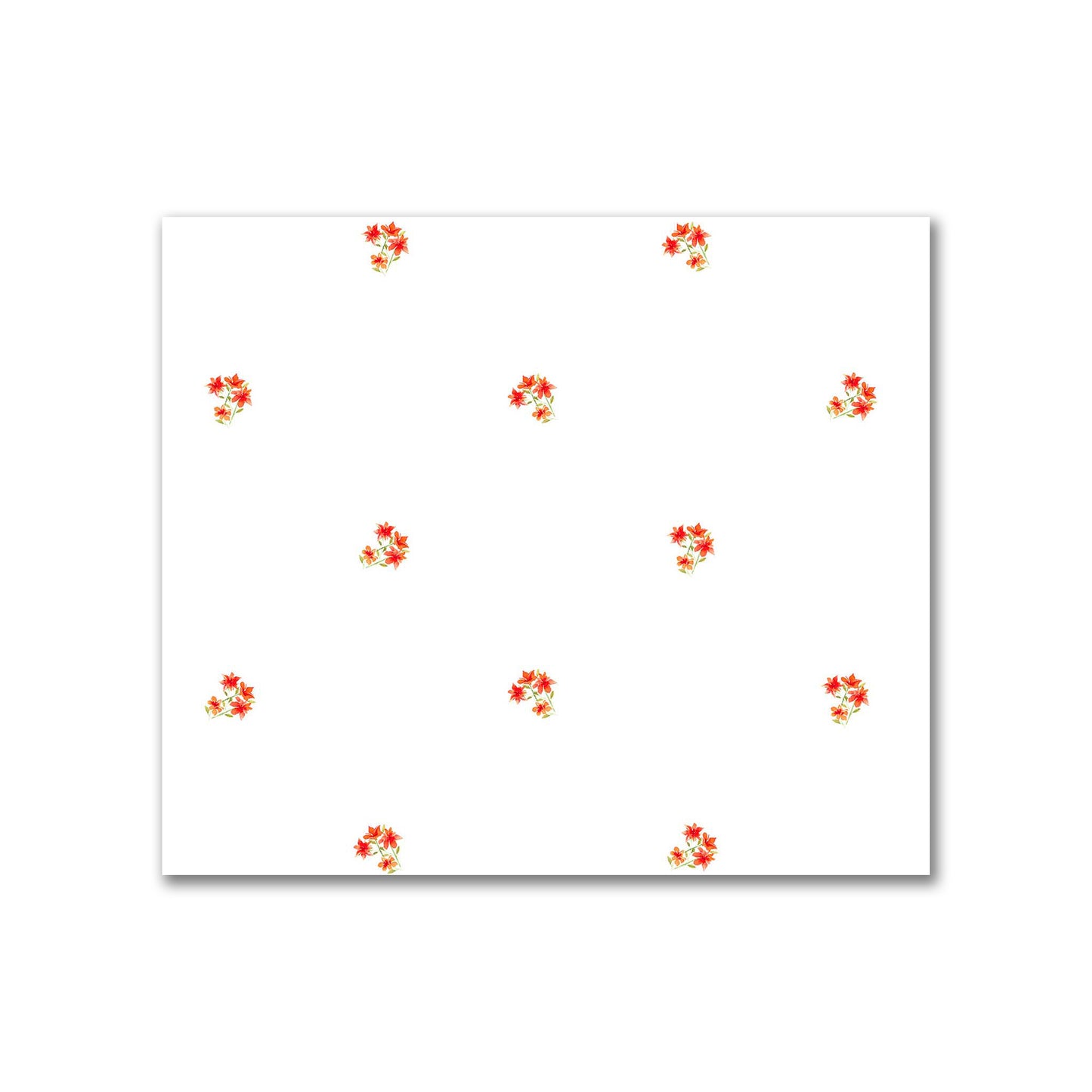 Cotton Sateen Fabric with Hand-painted Small Red Watercolor Floral Pattern Print, FACS-1416