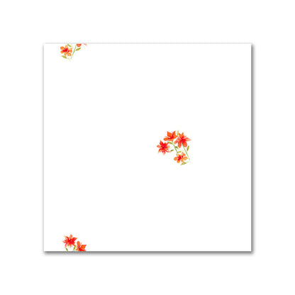 Cotton Sateen Fabric with Hand-painted Small Red Watercolor Floral Pattern Print, FACS-1416
