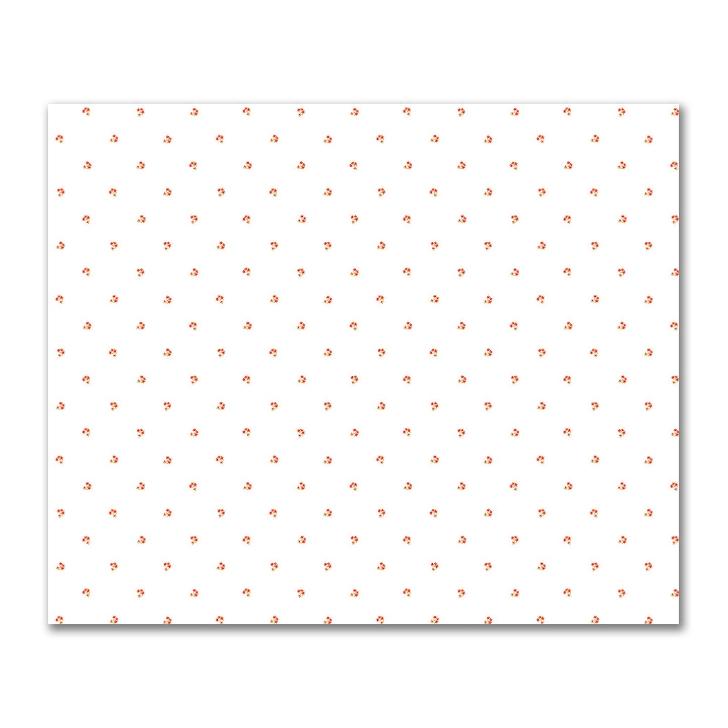 Cotton Sateen Fabric with Hand-painted Small Red Watercolor Floral Pattern Print, FACS-1416